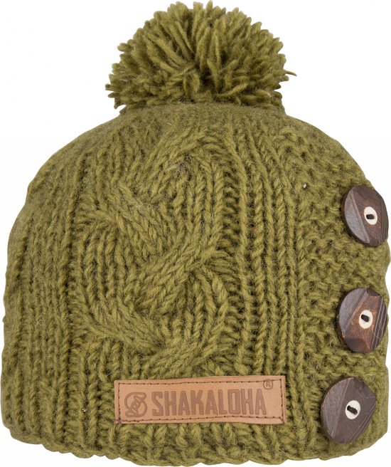 Shakaloha Gebreide Wollen Muts Heren & Dames Beanie Hat van schapenwol met polyester fleece voering - Basil Beanie Green Unisex - One Size Wintermuts.