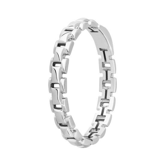 Lucardi - Dames Zilveren ring fantasieschakel - Ring - 925 Zilver