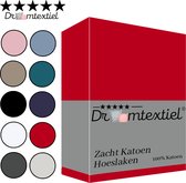 Droomtextiel Zacht Katoenen Hoeslaken Rood 90x220 cm - Hoge Hoek - Perfecte Pasvorm - Heerlijk Zacht