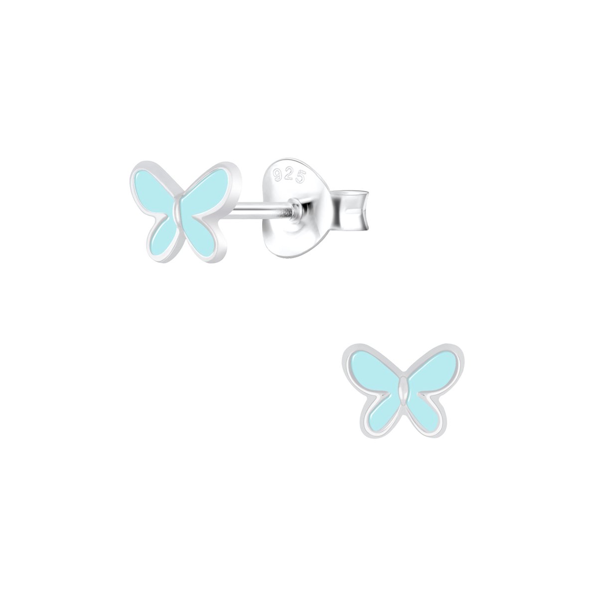 zilveren groen vlinder oorstekers | Oorbellen meisje | Kinderoorbellen meisje zilver | Zilverana