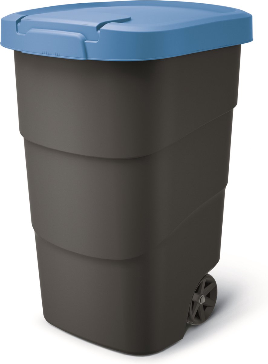 Prosperplast - Wheeler - Grote Afvalbak met wielen 95L - Blauw / Kunststof