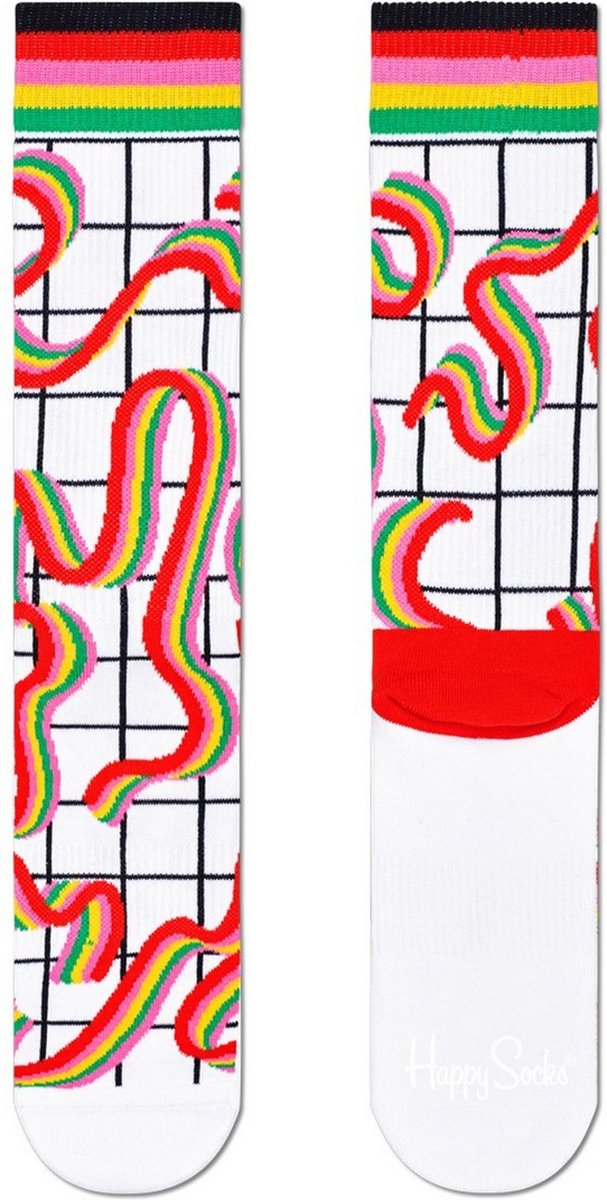 Happy Socks Squiggly Rainbow Crew Sock - unisex sokken - Unisex - Maat: 36 - 40