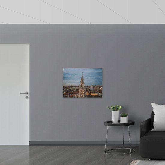 WallClassics - Muursticker - Haut de l'Hôtel de Ville New Hôtel de Ville - Photo 80x60 cm sur Muursticker