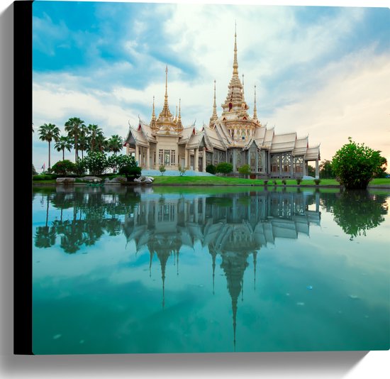 WallClassics - Canvas - Boeddhisitsche Tempel - Thailand - 40x40 cm Foto op Canvas Schilderij (Wanddecoratie op Canvas)