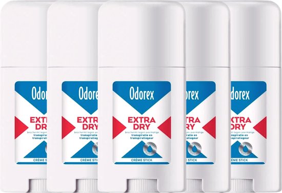 Odorex Extra Dry Deodorant Stick - Zacht en Verzorgend - Zonder Parfum of Alcohol - 5x40g