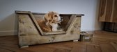 Hondenbed - Honden ligbed - Honden manden - Hondenslaapplaats - Hondenmand - Garden & Furniture - Steigerhout - Douglas - Dieren - Maat M 90 x 65 Antiek look