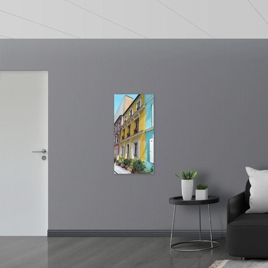 WallClassics - Drapeau - Maisons colorées ensemble - 50x100 cm Photo sur drapeau en polyester