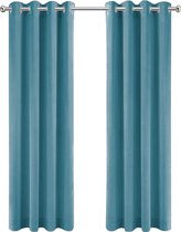 Gordijnen turquoise blauw Velvet Kant en klaar 140x240cm - Kant en klare gordijnen met ringen Velours - Fluwelen Verduisterende gordijnen