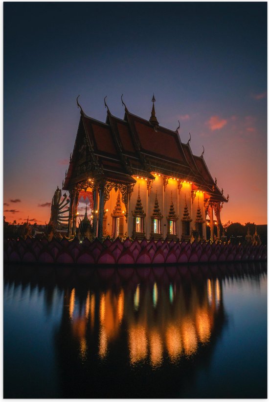 WallClassics - Poster (Mat) - Boeddhistische Tempel in Thailand - Wat Pa Lahan Sai - 40x60 cm Foto op Posterpapier met een Matte look