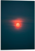 WallClassics - Dibond - Rode Maan achter Wolken - 40x60 cm Foto op Aluminium (Met Ophangsysteem)