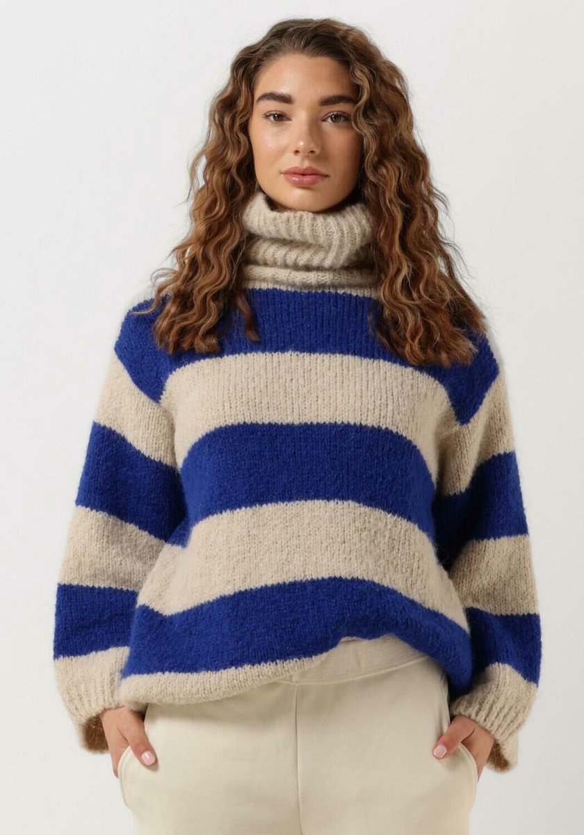 10days Block Stripe Sweater Truien & Vesten Dames - Sweater - Hoodie - Vest- Blauw - Maat L