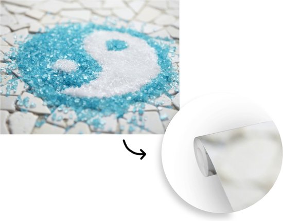 Yin et Yang de fotobehang de paillettes bleues