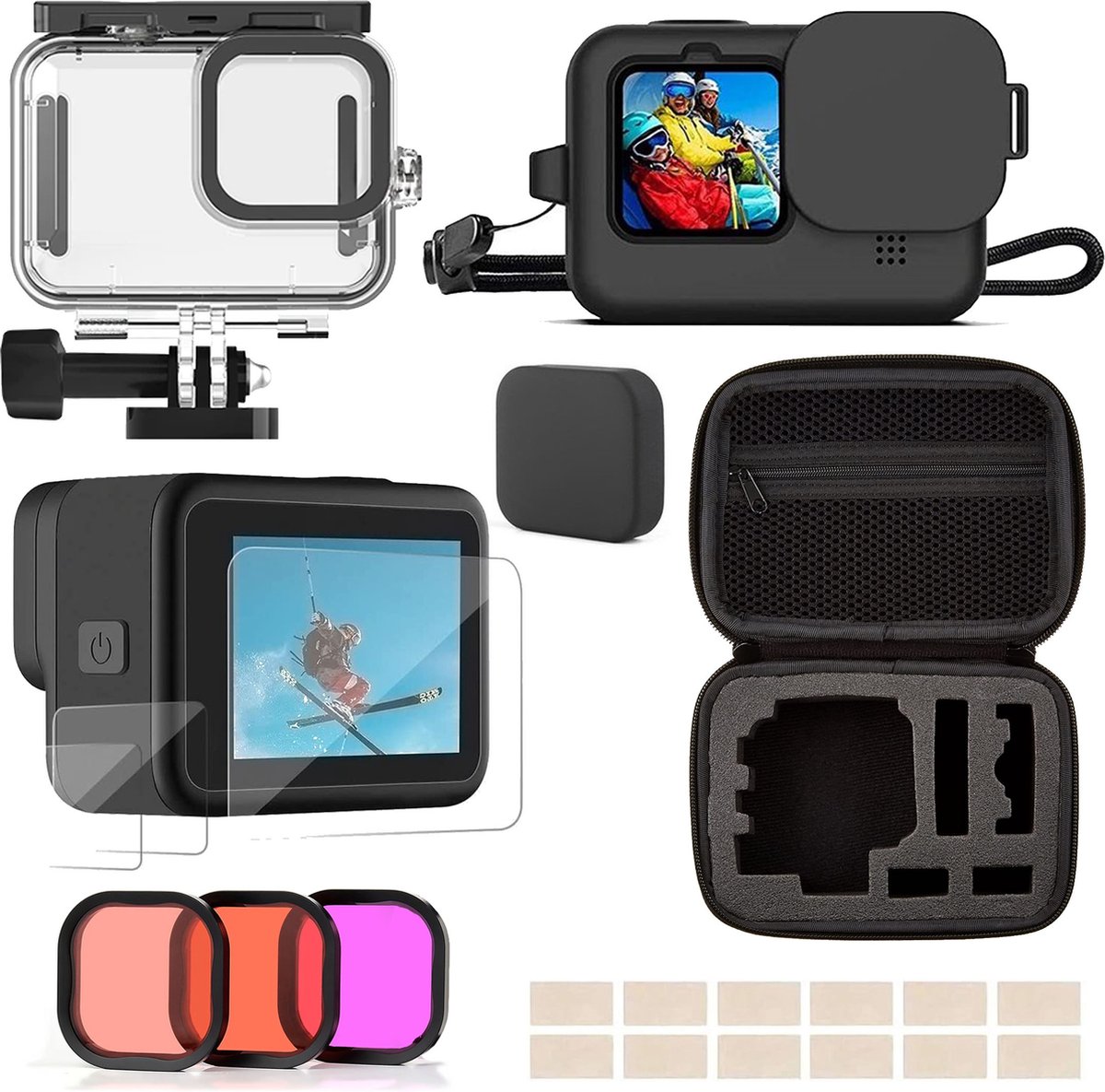 Kit d'accessoires pour GoPro Hero 10/Hero 9 Comprend Boîtier étanche +  Housse
