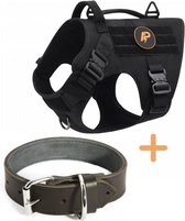 Always Prepared © Pro K9 Hondentuig - Anti trek - Y tuig - Middel en grote hond - Veiligheidstuig – Leren Halsband