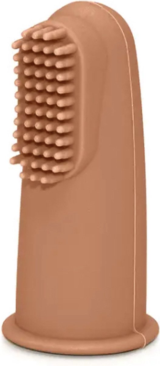 IL BAMBINI - Finger Toothbrush - Baby vingertandenborstel - set van 2 - tandenborstel siliconen - Brown
