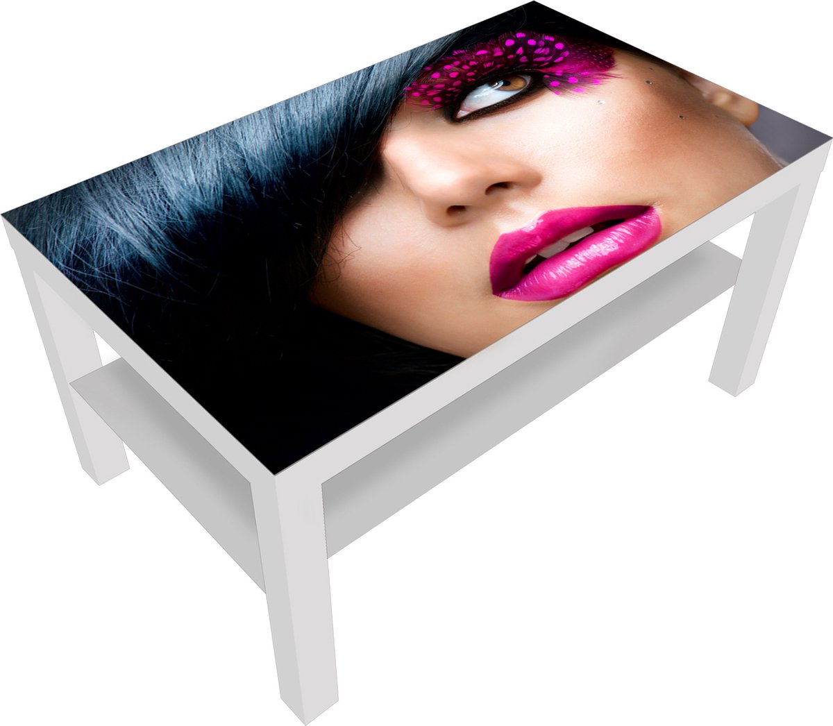 Designglas Salontafel - Glas - Bijzettafel Woonkamer - Koffietafel - Ikea Lack Onderstel - Fotoprint - 90x55cm