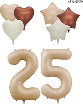 Snoes XXL Cijfer ballon 25 – Nude Kleur Satijn Caramel Nummerballon