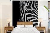 Behang - Fotobehang Dieren - Zebra - Zwart - Wit - Breedte 190 cm x hoogte 260 cm