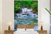 Behang - Fotobehang Waterval - Bomen - Natuur - Water - Jungle - Breedte 160 cm x hoogte 240 cm