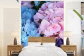 Behang - Fotobehang Bloemen - Struik - Hortensia - Botanisch - Breedte 190 cm x hoogte 260 cm