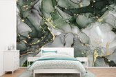 Behang - Fotobehang Luxe - Marmer - Groen - Breedte 450 cm x hoogte 300 cm