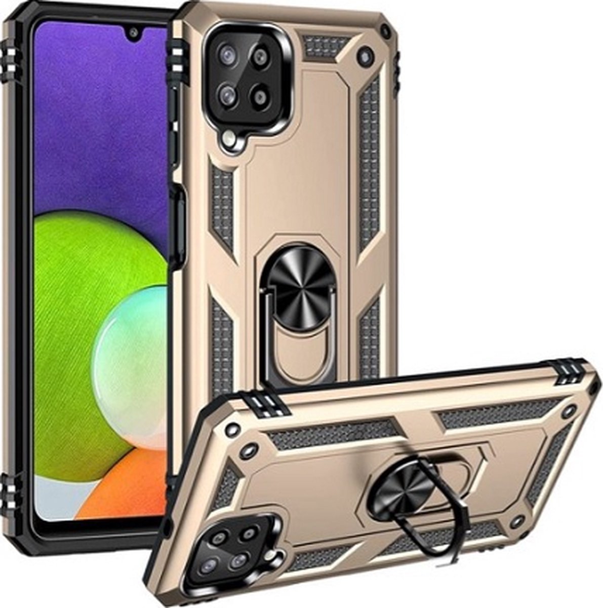 Samsung A22 4G Hybrid Armor Anti Shock Hoesje Goud