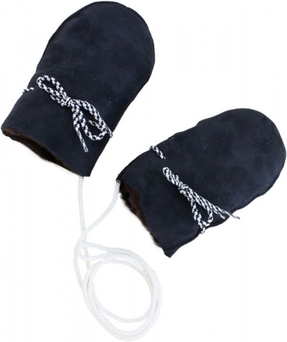 Moufles d'hiver Bébé Fleece avec cordon Zwart (3-18 mois) - gants