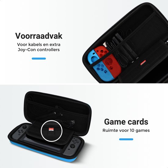 Playcorner Accessoires Set Geschikt Voor Nintendo Switch 7-in-1 - Case - Hoes - Blauw - Playcorner