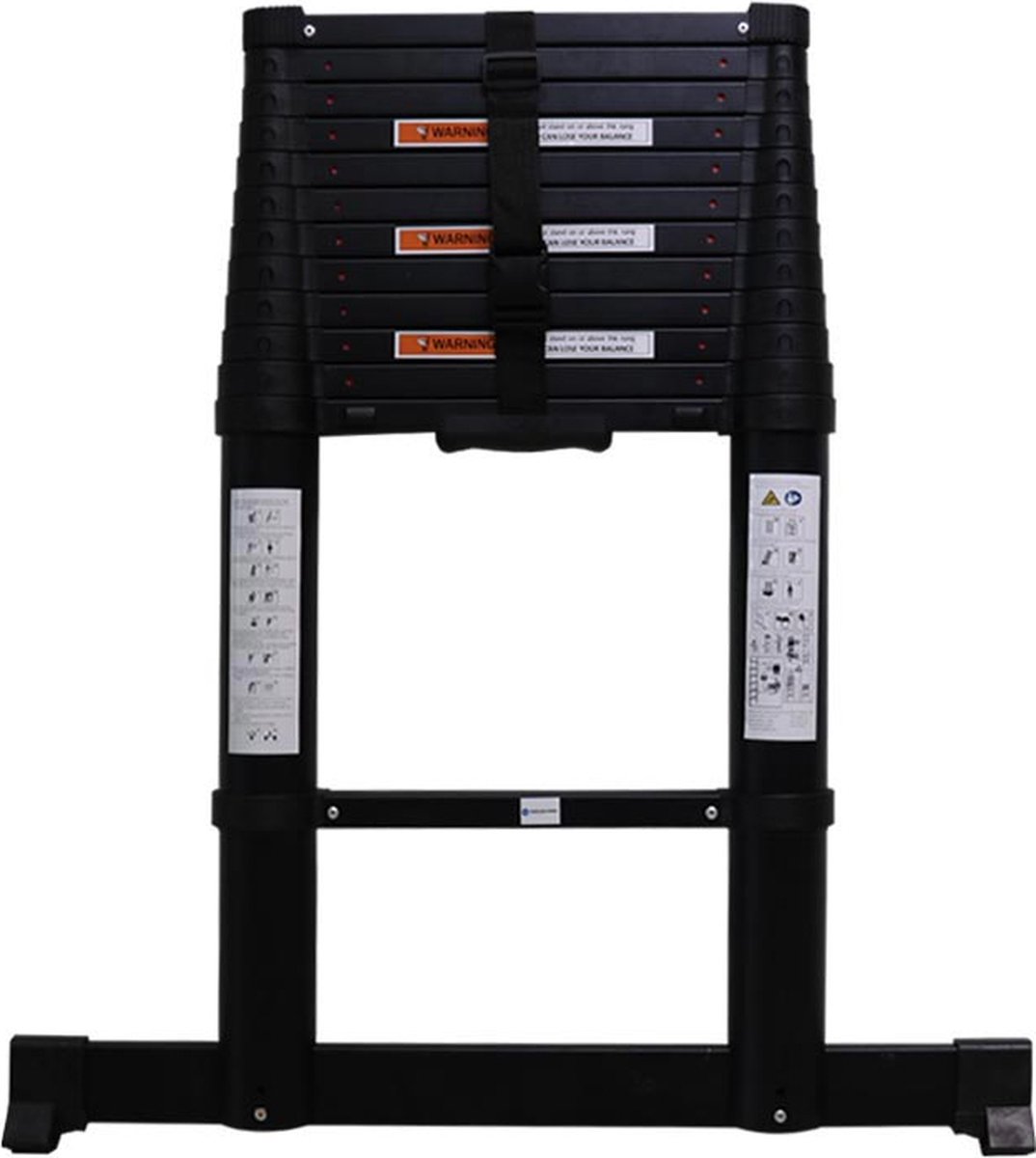 Borg professionele telescopische ladder 3,8 meter zwart