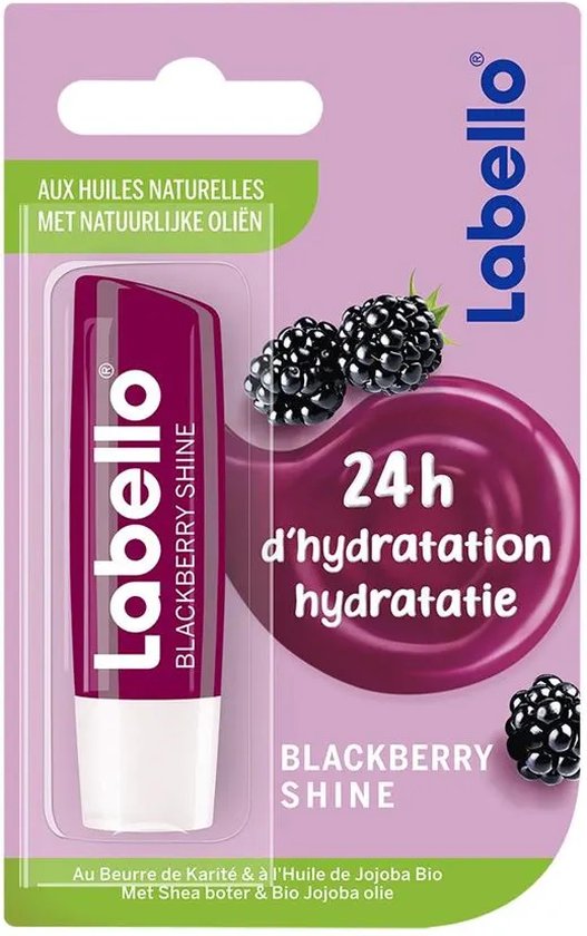 Foto: Labello lippenbalsem blackberry shine 5 5 ml lipbalsem met shea boter bio jojoba olie lipbalm lipverzorging