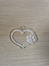 LBM Sleutelhanger hart met hondenpoot - acrylaat