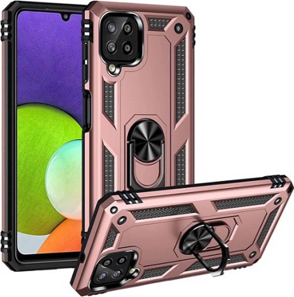Samsung A22 4G Hybrid Armor Anti Shock Hoesje Rose Goud