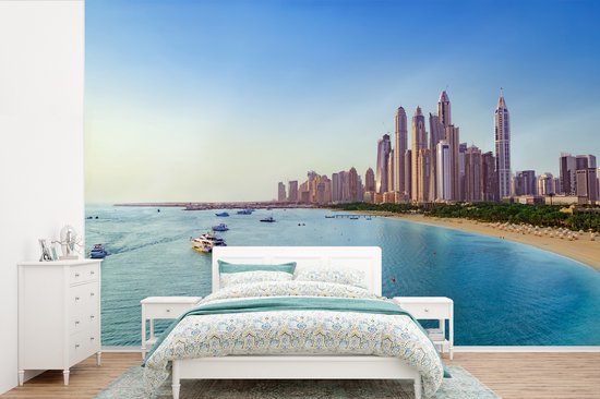 Photo de la belle mer bleu clair devant la côte de Dubaï papier peint photo en vinyle largeur 600 cm x hauteur 400 cm - Tirage photo sur papier peint (disponible en 7 tailles)