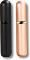 LOTIS - Luxe Parfumverstuivers - Mini Flesje Navulbaar - Elegant Black / Rose Gold Combi