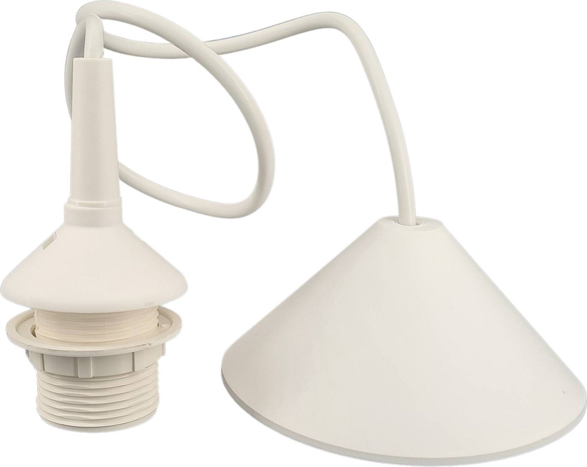 Snoerpendel Wit kunststof 70cm fitting E27 / conische plafondkap