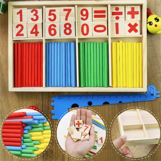 Foto: Reken spel leren rekenen voor kinderen montessori speelgoed houten speelgoed leer rekenen rekenen voor peuters kleuters basisschool hout rekenspel educatief speelgoed