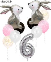 Snoes Bosdier Lapin Sweet Rabbit Set de Ballons 6 Ans - Décoration d'Anniversaire - Fête d'Enfants