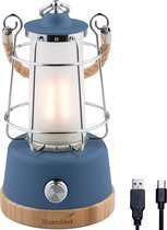 Skandika Kiruna LED-Lamp – Tentlampen – Campinglampen – Buiten Lantaarn – Buitenverlichting – Buiten lamp - Retro outdoor camping lamp met powerbank, traploos dimbaar, draadloos, oplaadbare batterij, USB, warm en koud wit, 75h lichtduur – blauw