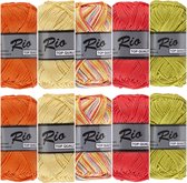Rio katoen garen pakket - vrolijke lente kleuren multi en uni kleuren - 10 bollen van 50 gram