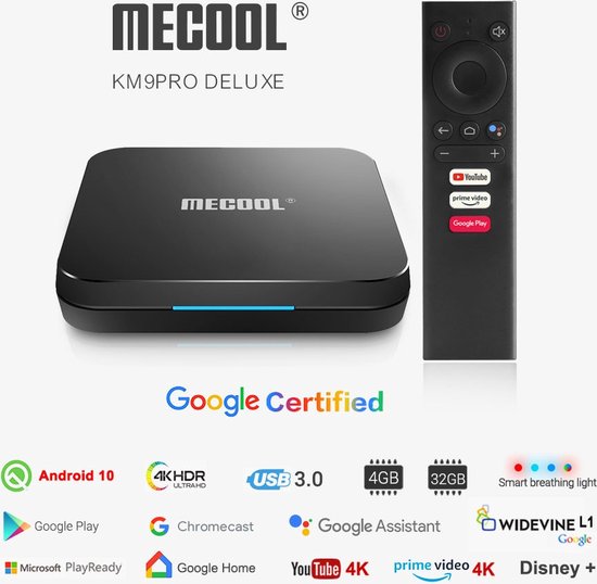 MeCool KM9 Pro Deluxe Android 10 TV Box 4/32GB - Met Google ...