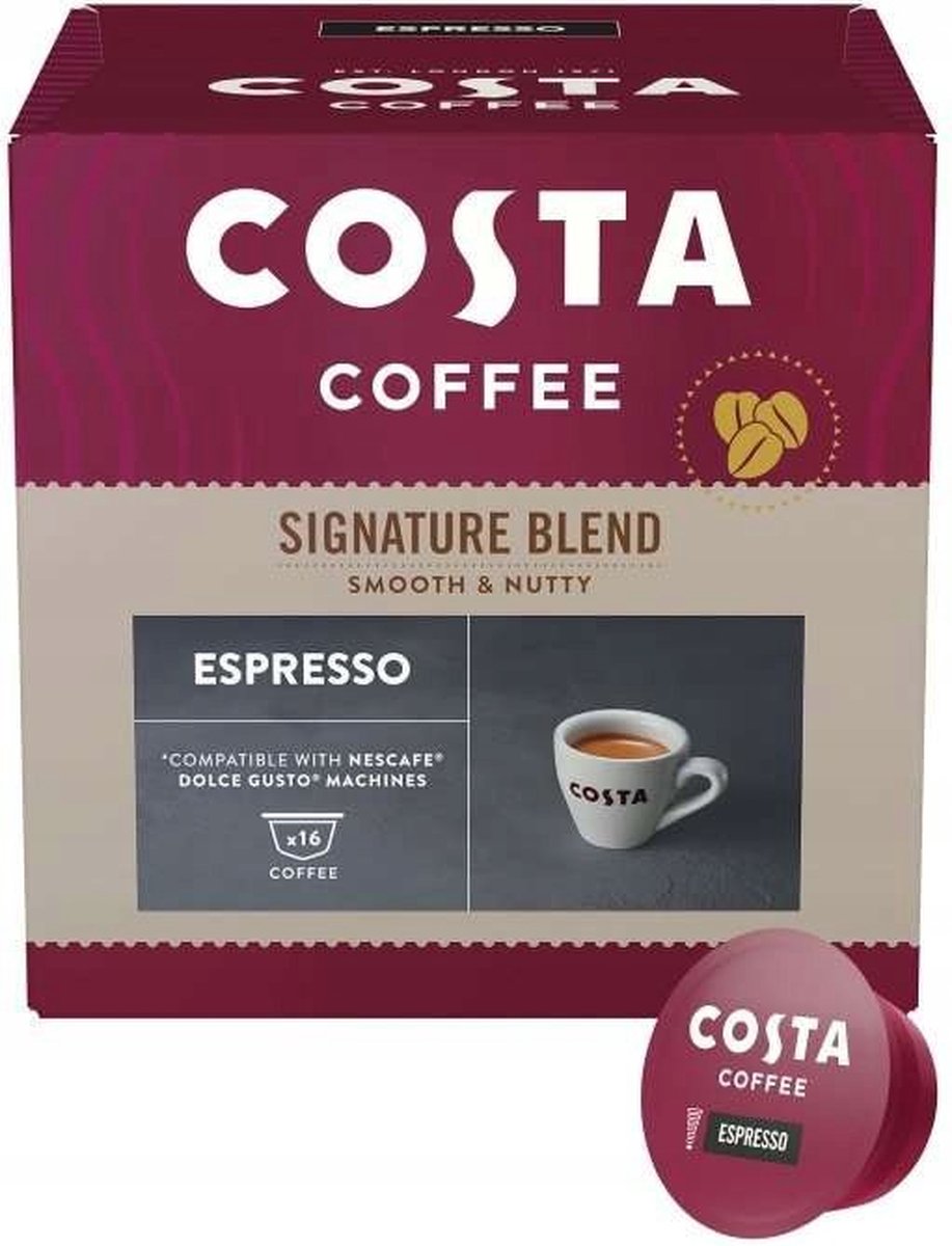 Costa Coffee Signature Blend-capsules, compatibel met Dolce Gusto ESPRESSO / 16 capsules