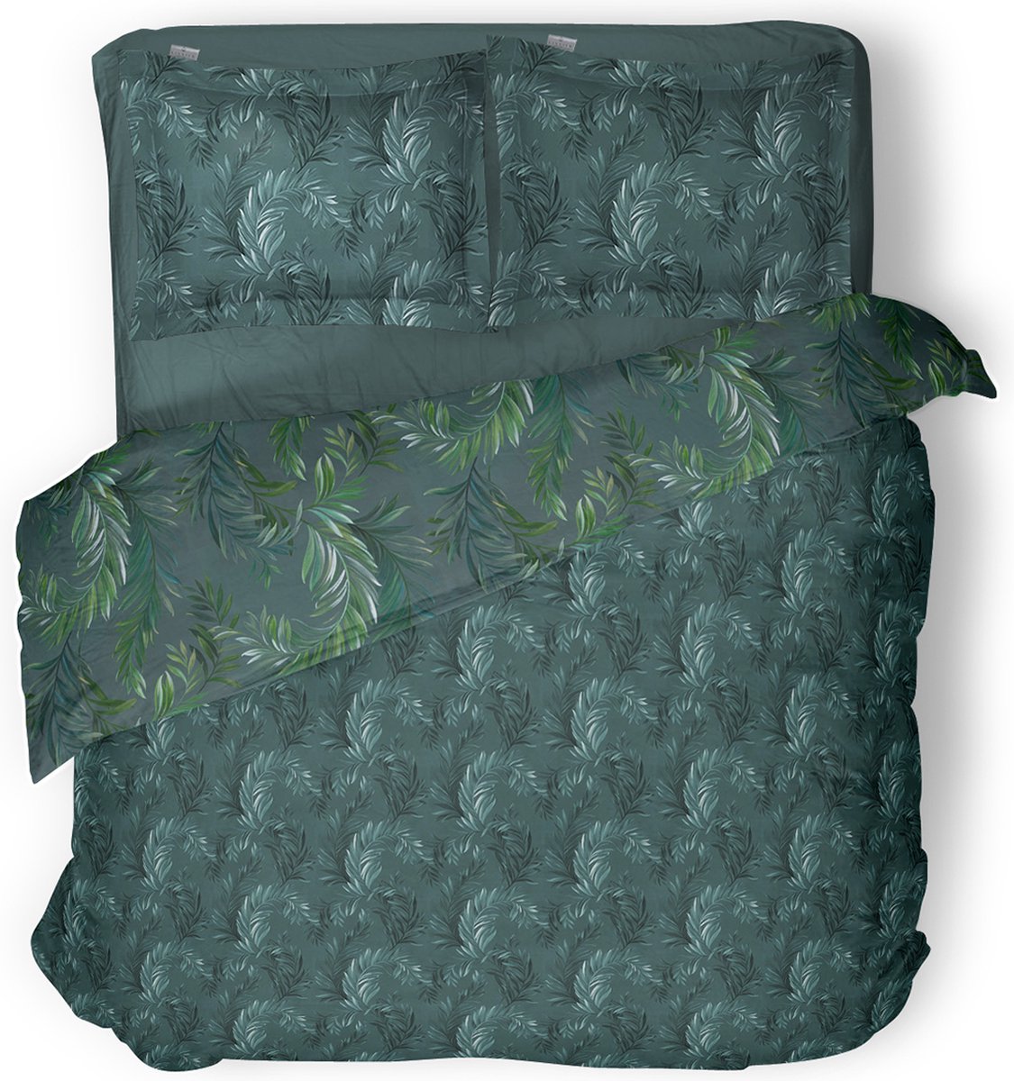 LINNICK Dekbedovertrek katoen Moriko Leaf - green - 240x200/220cm - lits jumeaux