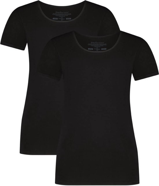Comfortabel & Zijdezacht Bamboo Basics Kyra - Bamboe T-Shirts (Multipack 2 stuks) Dames - Korte Mouwen - Zwart - M