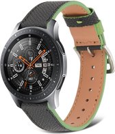 Strap-it Smartwatch bandje leer 22mm - leren horlogeband geschikt voor Samsung Galaxy Watch 3 45mm / Galaxy Watch 1 46mm / Gear S3 Classic & Frontier - Amazfit GTR 47mm / GTR 2 / GTR 3 & 3 Pro / GTR 4 - OnePlus Watch - zwart-groen