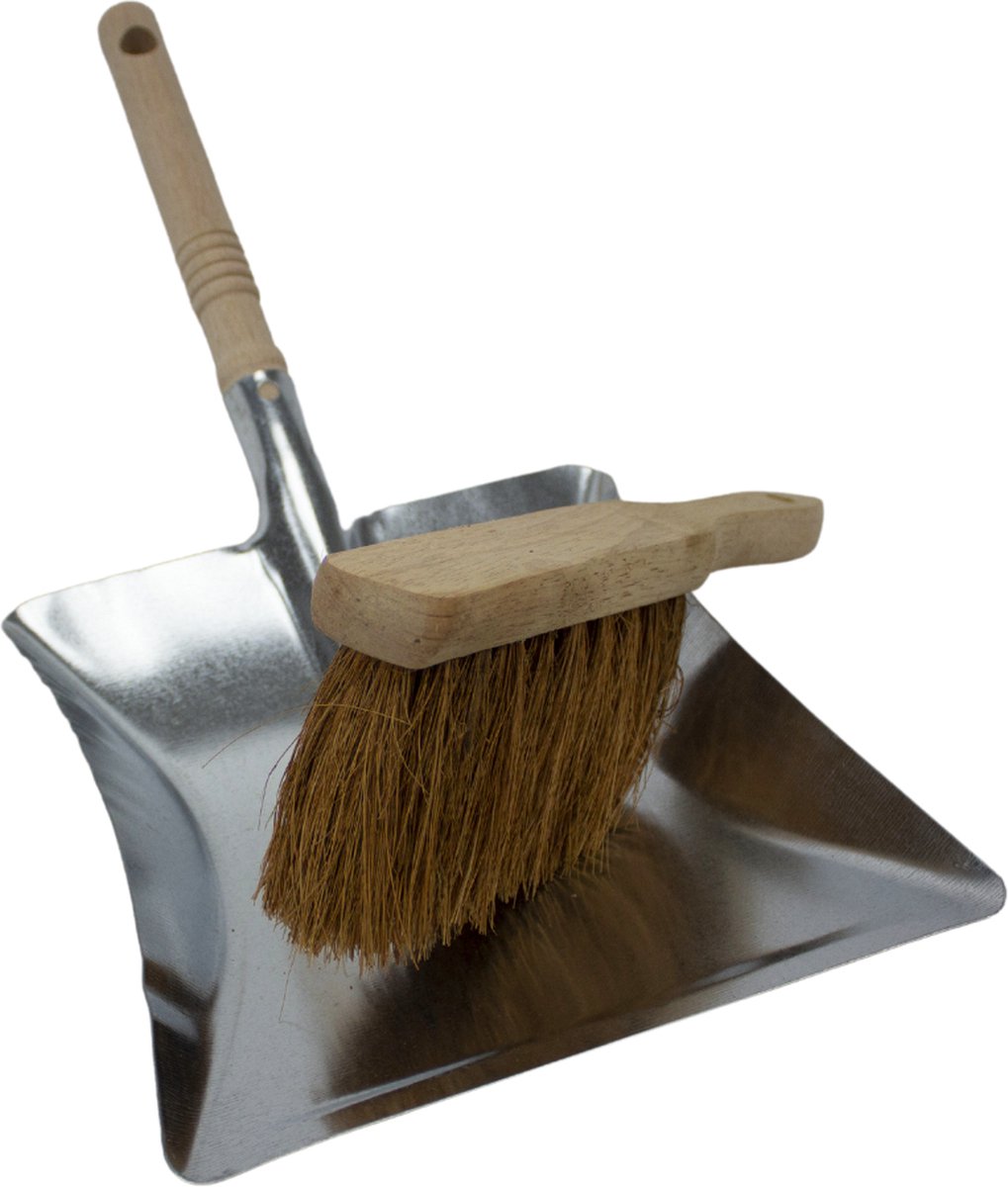 Clean Home Stoffer En Blik Met Steel - Huishoud - Zwart - Stoffer