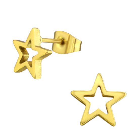 oorbellen - oorstekers - chirurgisch staal - ster - goud kleurig