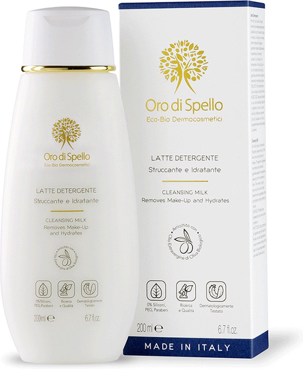 Oro di Spello - Verzorgende reinigingsmelk op basis van echte organische olijfolie uit Italië - Hypoallergeen - Valentijn tip! - For your beauty rituals