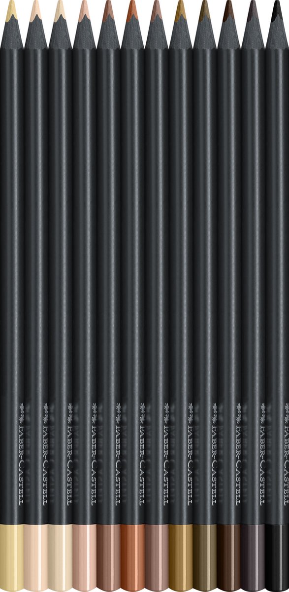 Faber-Castell kleurpotloden - Black Edition - 12 stuks - huidskleurtinten - FC-116414