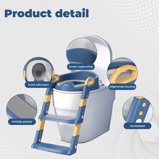 WC Verkleiner met Trapje - wc bril verkleiner kinderen - Opvouwbaar - toilettrainer - 2 tot 7 jaar - Blauw geel (zindelijkheidsdiploma en stickers)