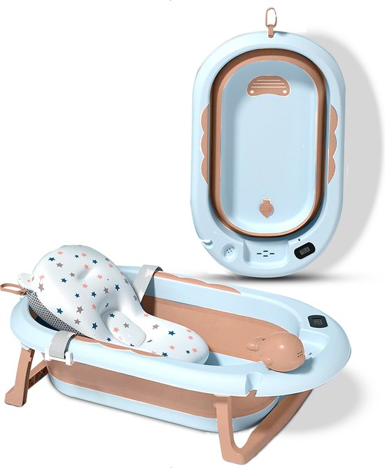 Babybadje 3 in 1 opvouwbaar - Inclusief badkussen - Thermometer ingebouwd -  model 2023... | bol.com
